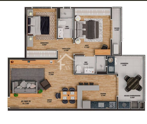 Imagem Apartamento com 1 Quarto à Venda, 72 m² em Saguaçu - Joinville