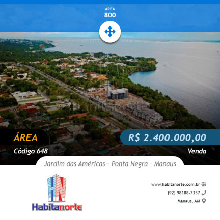 Foto do imóvel Terreno à Venda, 800 m² em Ponta Negra - Manaus