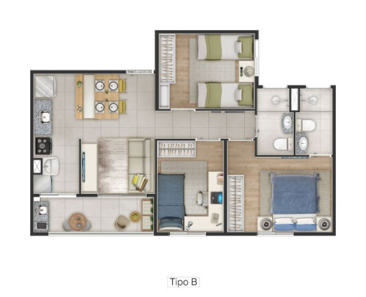 Imagem Apartamento com 3 Quartos à Venda, 61 m²