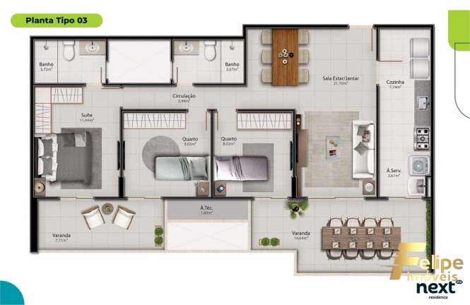 Imagem Cobertura com 4 Quartos à Venda, 181 m² em Jacuhy - Serra