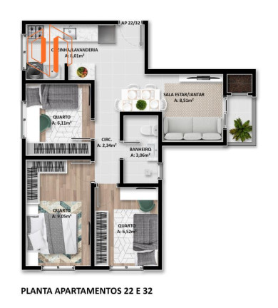 Imagem Apartamento com 3 Quartos à Venda, 55 m² em Parque Da Fonte - São José Dos Pinhais