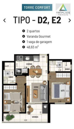 Imagem Apartamento com 2 Quartos à Venda, 48 m² em São Mateus - Juiz De Fora