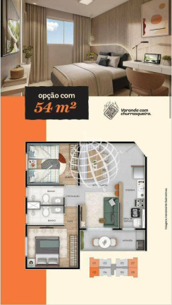 Imagem Apartamento com 2 Quartos à Venda, 54 m² em Residencial Moradas Do Bosque - Bom Jesus Dos Perdões