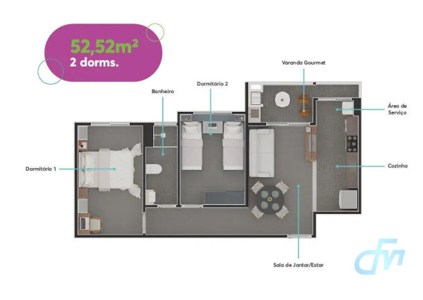 Imagem Apartamento com 2 Quartos à Venda, 52 m² em Vila Cintra - Mogi Das Cruzes
