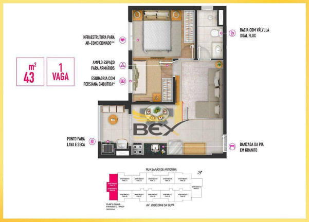 Imagem Apartamento com 1 Quarto à Venda, 43 m² em Parque Viana - Barueri