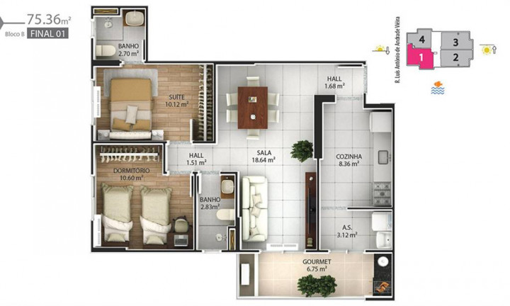 Imagem Apartamento com 2 Quartos à Venda, 77 m² em Boqueirao - Praia Grande