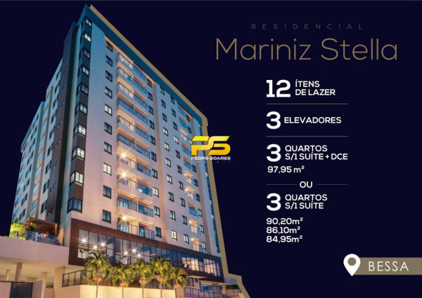 Apartamento com 3 Quartos à Venda, 98 m² em Jardim Oceania - João Pessoa