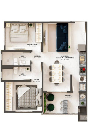 Imagem Apartamento com 2 Quartos à Venda, 74 m² em Gravatá - Navegantes