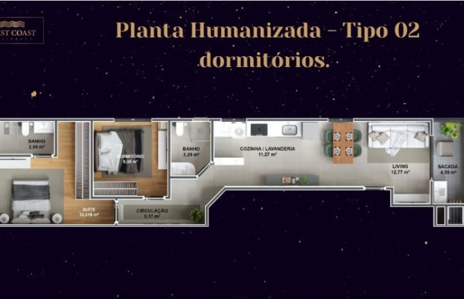 Imagem Apartamento com 2 Quartos à Venda, 71 m² em Tabuleiro - Camboriú