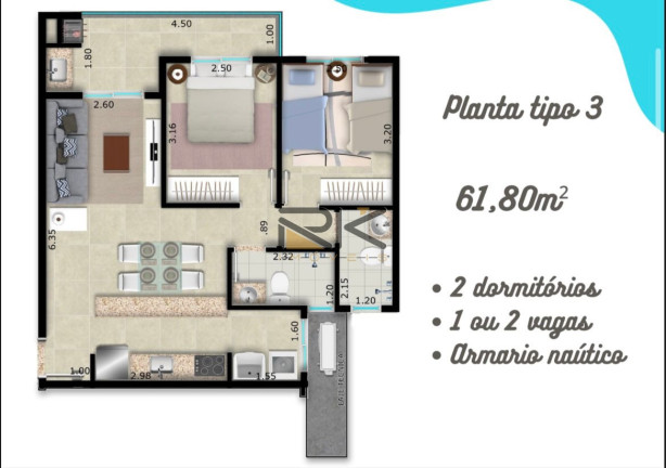 Imagem Apartamento com 2 Quartos à Venda, 71 m² em Itaguá - Ubatuba