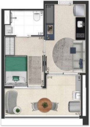 Apartamento com 1 Quarto à Venda, 37 m² em Sumaré - São Paulo