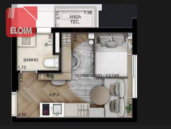 Imagem Studio com 1 Quarto à Venda, 21 m² em Perdizes - São Paulo Imagem Studio com 1 Quarto à Venda, 21 m² em Perdizes - São Paulo