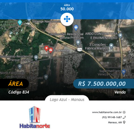 Terreno à Venda, 50 m² em Lago Azul - Manaus