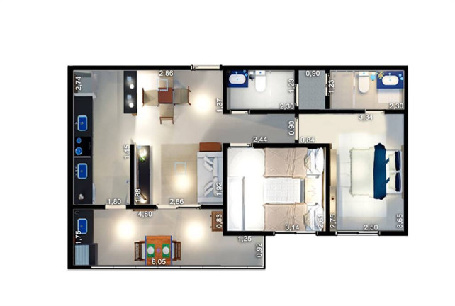 Imagem Apartamento com 2 Quartos à Venda, 64 m² em Guilhermina - Praia Grande