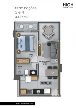 Imagem Apartamento com 1 Quarto à Venda, 44 m² em Ponta Verde - Maceió