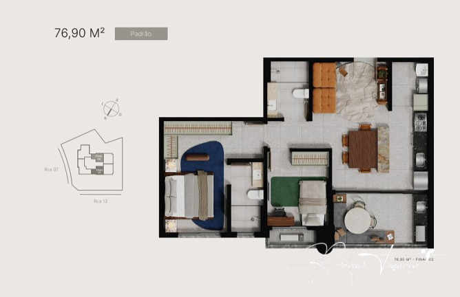 Apartamento com 2 Quartos à Venda, 77 m² em Setor Oeste - Goiânia