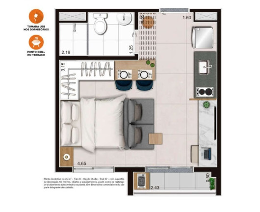 Imagem Apartamento com 2 Quartos à Venda, 39 m² em Centro - São Paulo