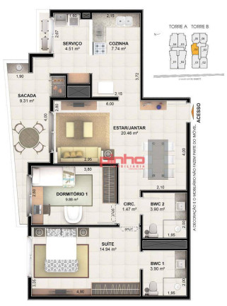 Imagem Apartamento com 2 Quartos à Venda, 88 m² em Centro - Palhoça