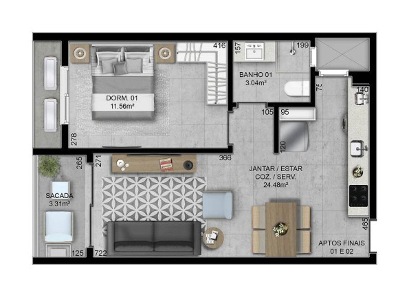 Imagem Apartamento com 1 Quarto à Venda, 49 m² em Córrego Grande - Florianópolis Imagem Apartamento com 1 Quarto à Venda, 49 m² em Córrego Grande - Florianópolis
