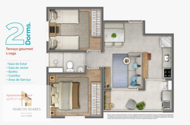 Imagem Apartamento com 2 Quartos à Venda, 47 m² Imagem Apartamento com 2 Quartos à Venda, 47 m²