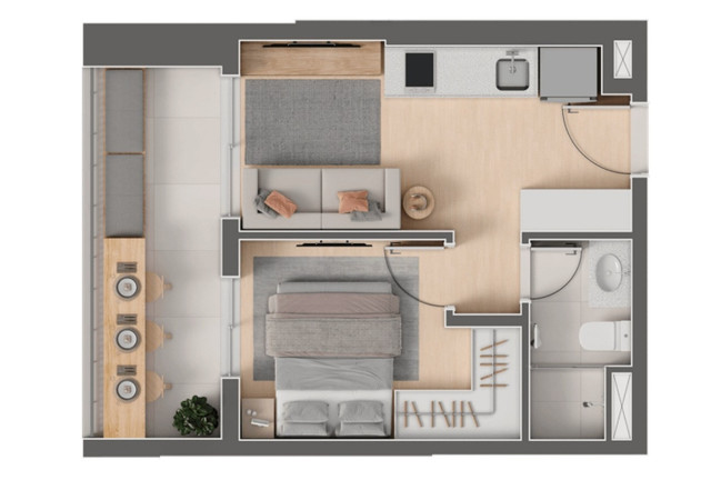 Imagem Imóvel com 1 Quarto à Venda, 33 m² em Mirandópolis - São Paulo