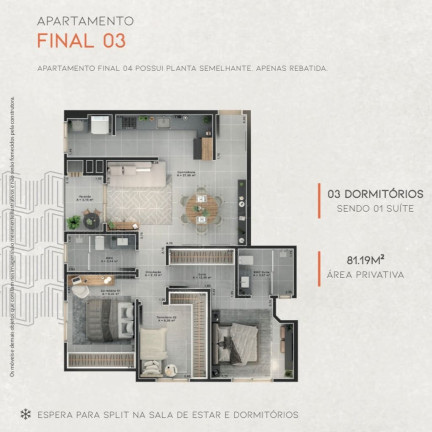Imagem Apartamento com 3 Quartos à Venda, 78 m² em São Cristóvão - Criciúma