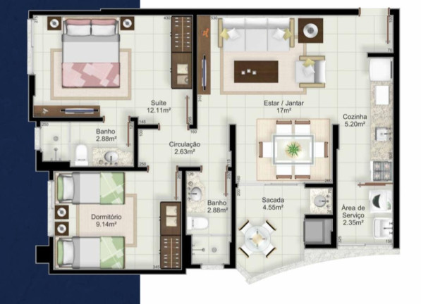 Imagem Apartamento com 2 Quartos à Venda, 68 m² em São Cristóvão - Criciúma Imagem Apartamento com 2 Quartos à Venda, 68 m² em São Cristóvão - Criciúma