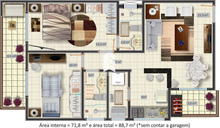 Imagem Apartamento com 2 Quartos à Venda, 78 m² em Dom Antônio Reis - Santa Maria