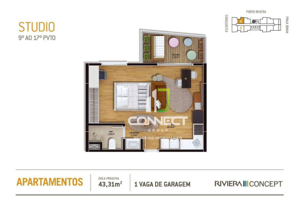 Imagem Studio com 1 Quarto à Venda, 10.380 m² em Praia Brava - Itajaí Imagem Studio com 1 Quarto à Venda, 10.380 m² em Praia Brava - Itajaí