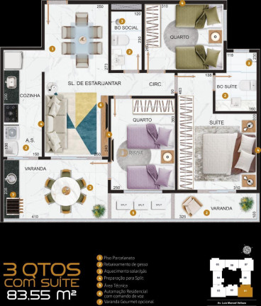 Imagem Apartamento com 3 Quartos à Venda, 82 m² em Praia De Itaparica - Vila Velha