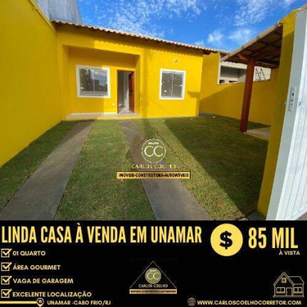 Casa com 1 Quarto à Venda,  em Unamar (tamoios) - Cabo Frio
