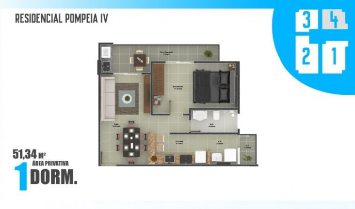 Imagem Apartamento com 1 Quarto à Venda, 51 m² em Ocian - Praia Grande