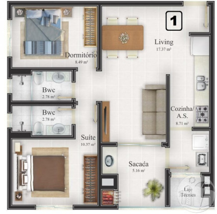 Imagem Apartamento com 2 Quartos à Venda, 63 m² em Itajaí