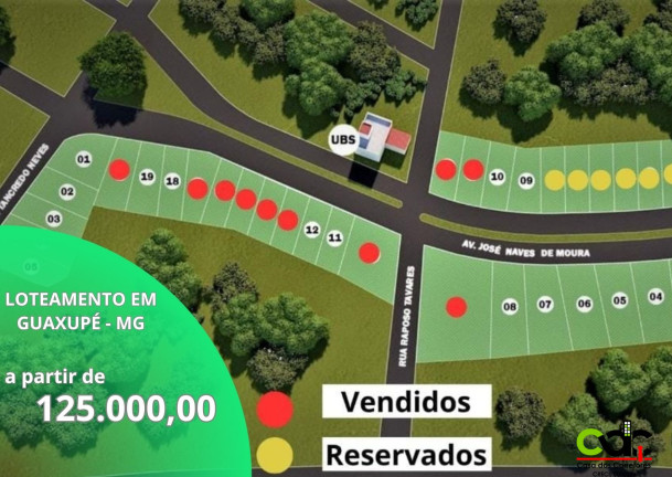 Terreno à Venda, 300 m² em Jardim Três Rosas - Guaxupé