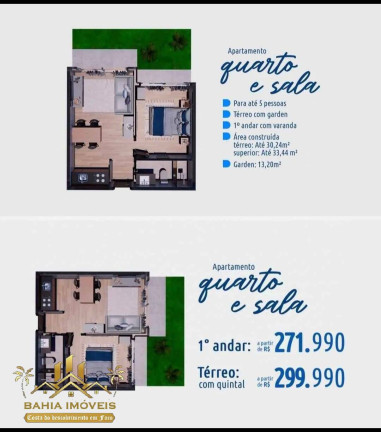 Imagem Apartamento com 1 Quarto à Venda, 33 m² em Coroa Vermelha - Porto Seguro