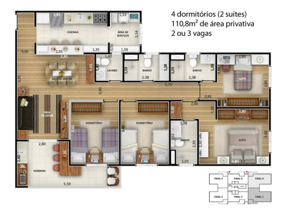 Imagem Apartamento com 4 Quartos à Venda, 110 m² em Engordadouro - Jundiaí