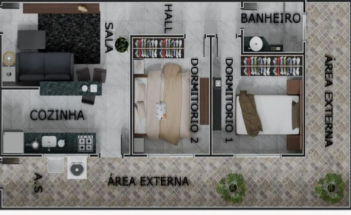 Casa de Condomínio com 2 Quartos à Venda, 45 m² em N. Senhora De Fátima - São Vicente