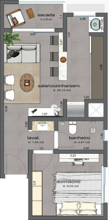 Imagem Apartamento com 1 Quarto à Venda, 42 m² em Camobi - Santa Maria