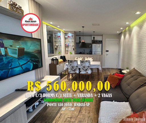 Apartamento com 3 Quartos à Venda, 71 m² em Vila Nambi - Jundiaí