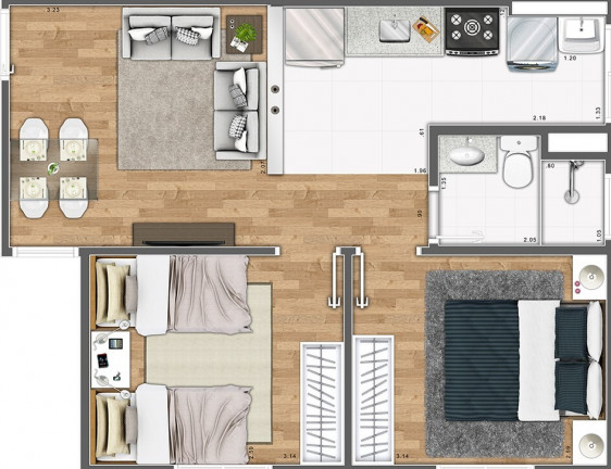 Imagem Apartamento com 2 Quartos à Venda, 42 m² em Jardim Roseira - Campinas