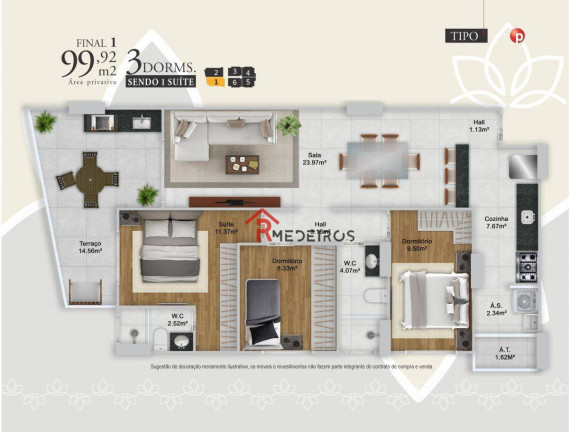 Apartamento com 3 Quartos à Venda, 99 m² em Vila Guilhermina - Praia Grande