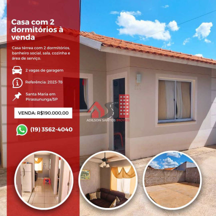 Casa com 2 Quartos à Venda,  em Parque Terras De Santa Maria - Pirassununga