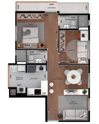 Imagem Apartamento com 2 Quartos à Venda, 73 m² em Boa Vista - Curitiba