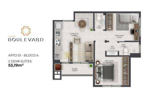 Imagem Apartamento com 2 Quartos à Venda, 53 m² em Passa Vinte - Palhoça
