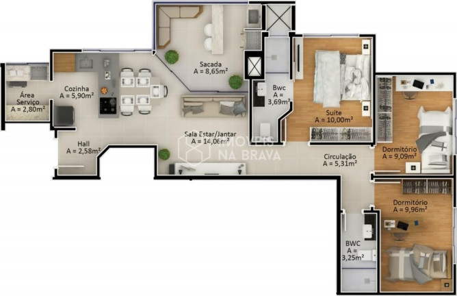 Imagem Cobertura com 3 Quartos à Venda, 139 m² em Ressacada - Itajaí