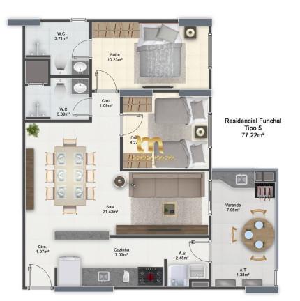 Imagem Apartamento com 2 Quartos à Venda, 77 m² em Guilhermina - Praia Grande