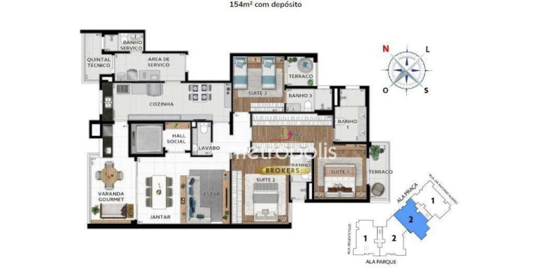 Imagem Apartamento com 3 Quartos à Venda, 154 m² em Vila Assunção - Santo André