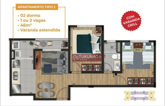 Imagem Apartamento com 2 Quartos à Venda, 44 m² em Jardim Aida - Guarulhos