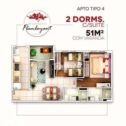 Imagem Apartamento com 2 Quartos para Alugar, 51 m² em Jardim Flamboyant - Campinas Imagem Apartamento com 2 Quartos para Alugar, 51 m² em Jardim Flamboyant - Campinas