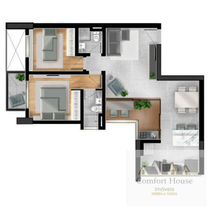 Apartamento com 2 Quartos à Venda, 57 m² em Jardim - Santo André